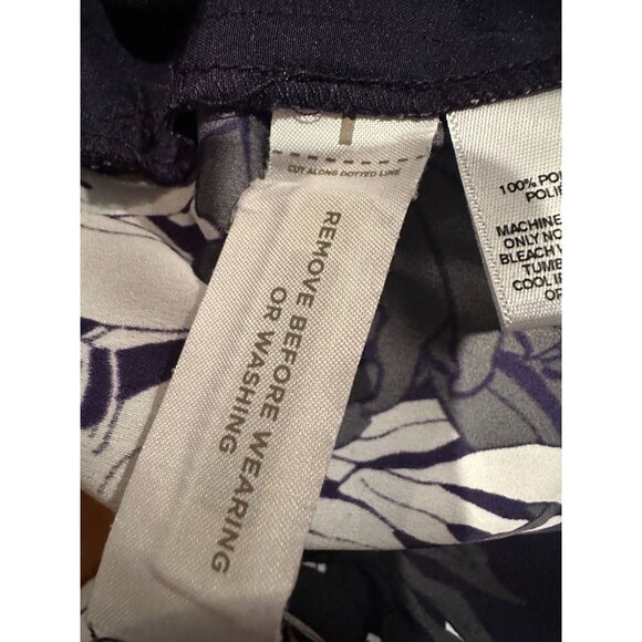 Loft Wide-Leg Pants – Size XS – Dark Navy with Black & White Floral Print - Picture 3 of 7